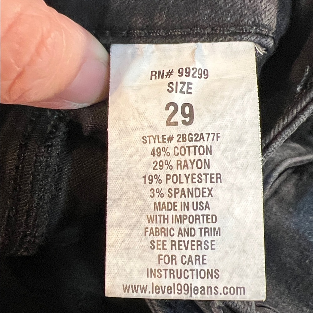 Level 99 Black Stretch Denim Pants Sz 29 - Picture 9 of 13